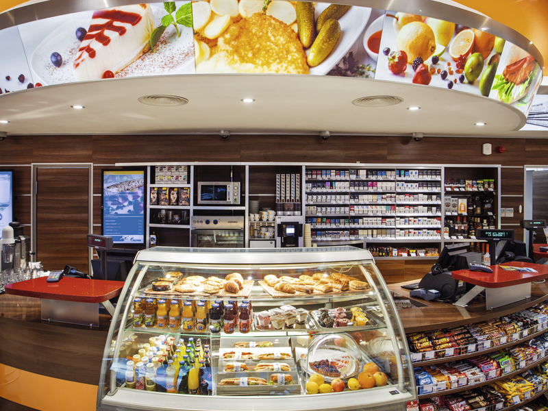 Interior of petrol stations
